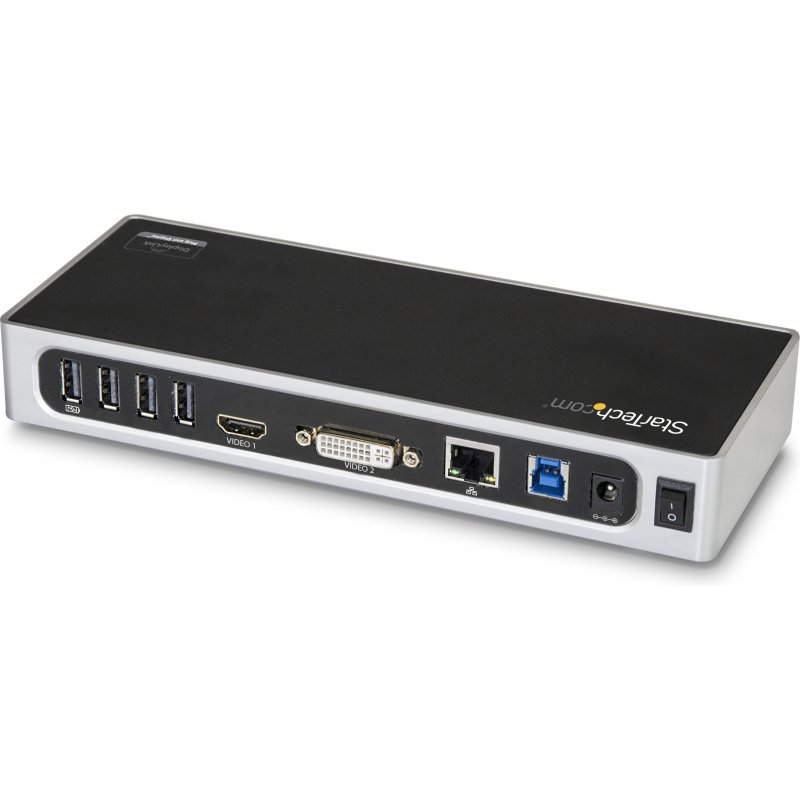 StarTech.com Station d'Accueil USB 3.0 à Double Écran - Dock Universel Type-A pour PC/Ordinateur Portable avec HDMI et DVI/VGA - Hub USB 3.1 Gen 1 5Gbps à 6 Ports, Gbe, Audio - Windows & Mac