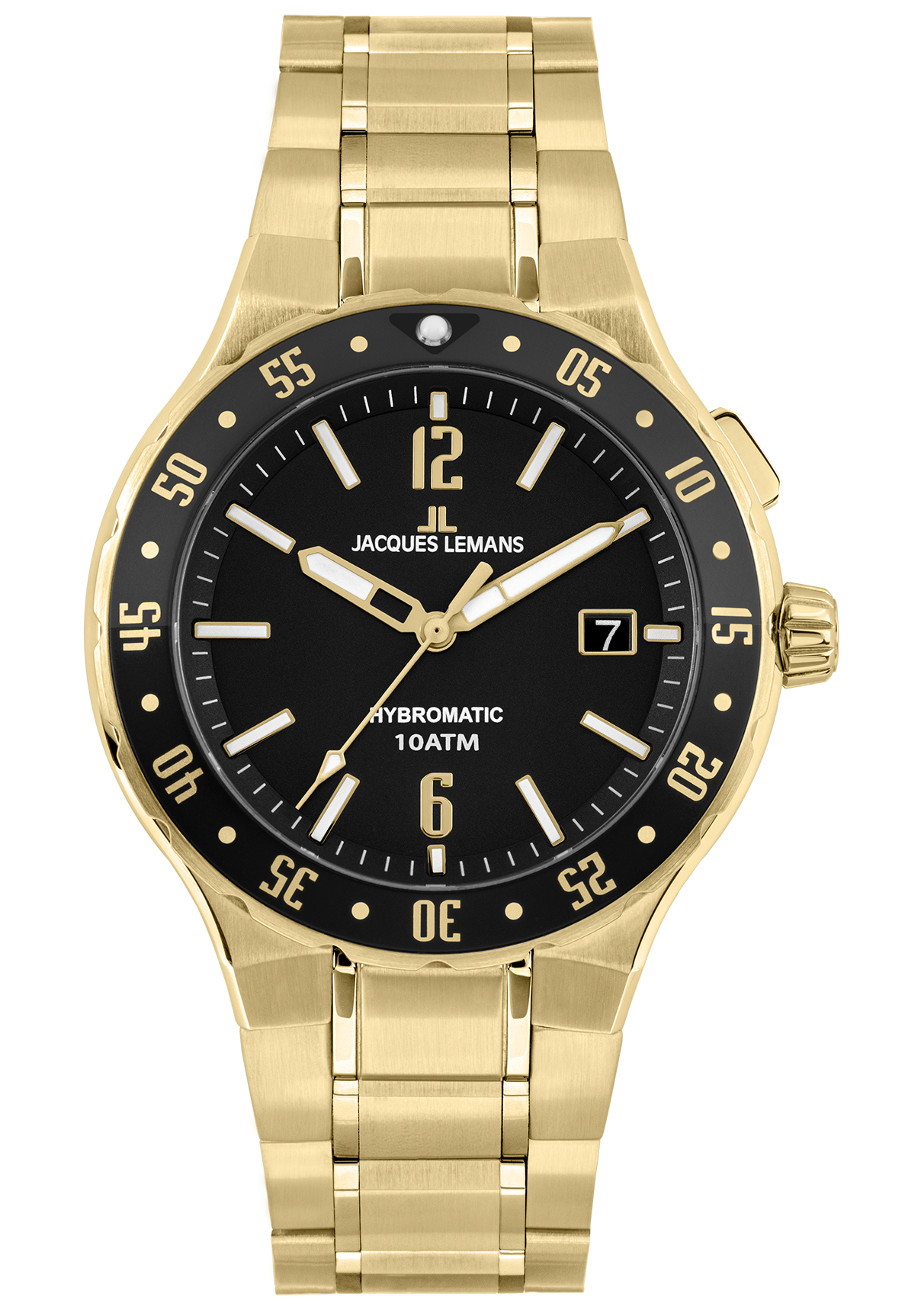 Jacques Lemans Herrenuhr Hybromatic / IP-gold 1-2109J