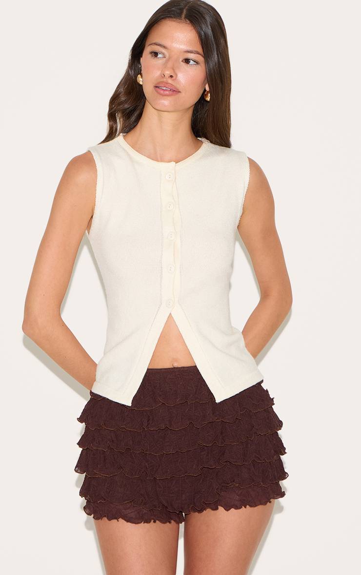 Chocolat Short Bloomer Texturé À Volants
