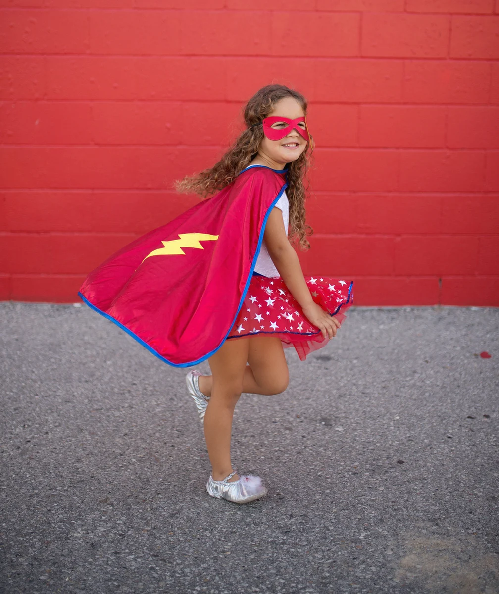 GREAT PRETENDERSDÉGUISEMENT SUPER-HÉROÏNE AVEC CAPE TUTU ET MASQUE ROUGE