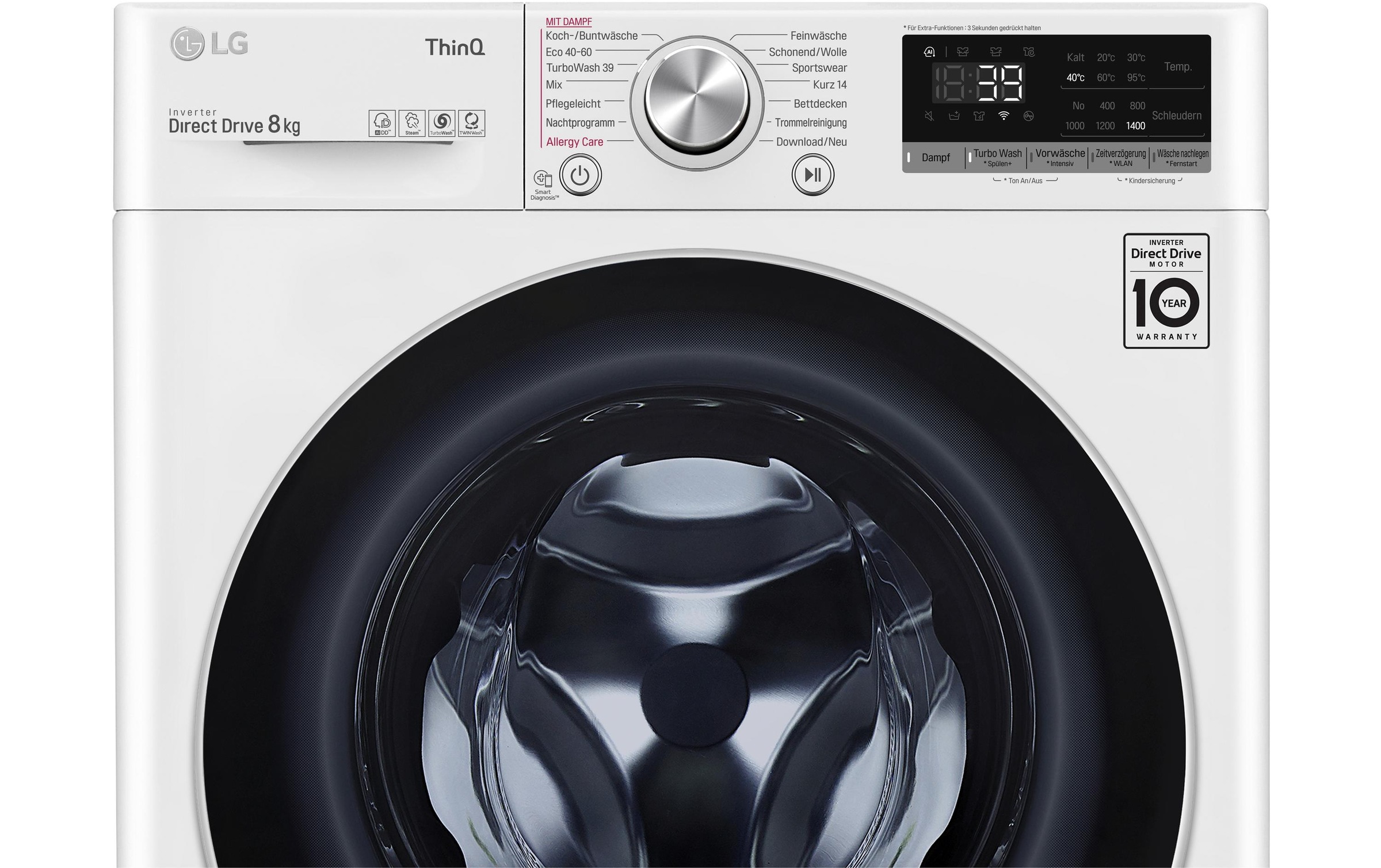 LG Waschmaschine »F4WV708P1E, Links« 8 kg 1300 U/min
