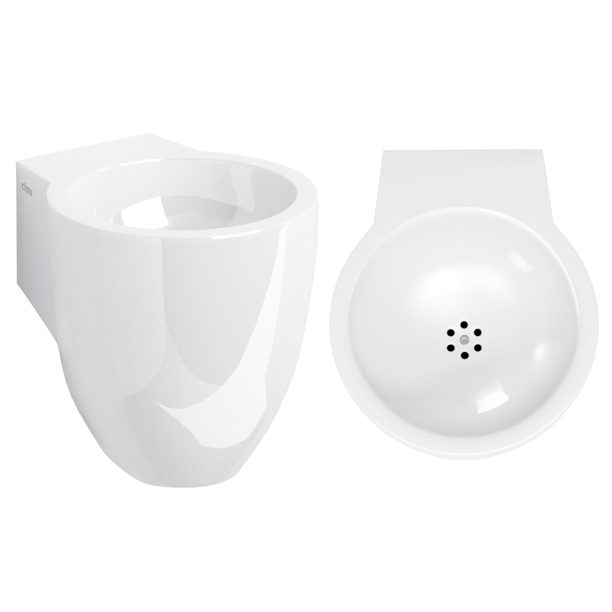 Clou Flush 6 fontein mineraalmarmer 27cm wit glans