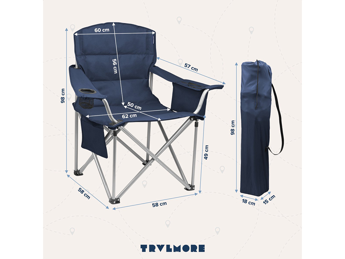 TRVLMORE XL vouwstoel met koelvak - Blue