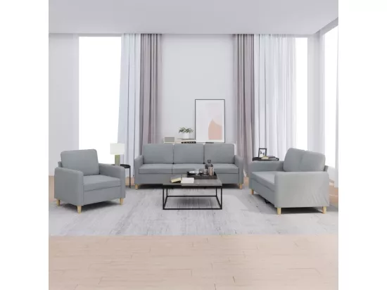 Ensemble de canapés 3 pcs avec coussins Gris clair Tissu