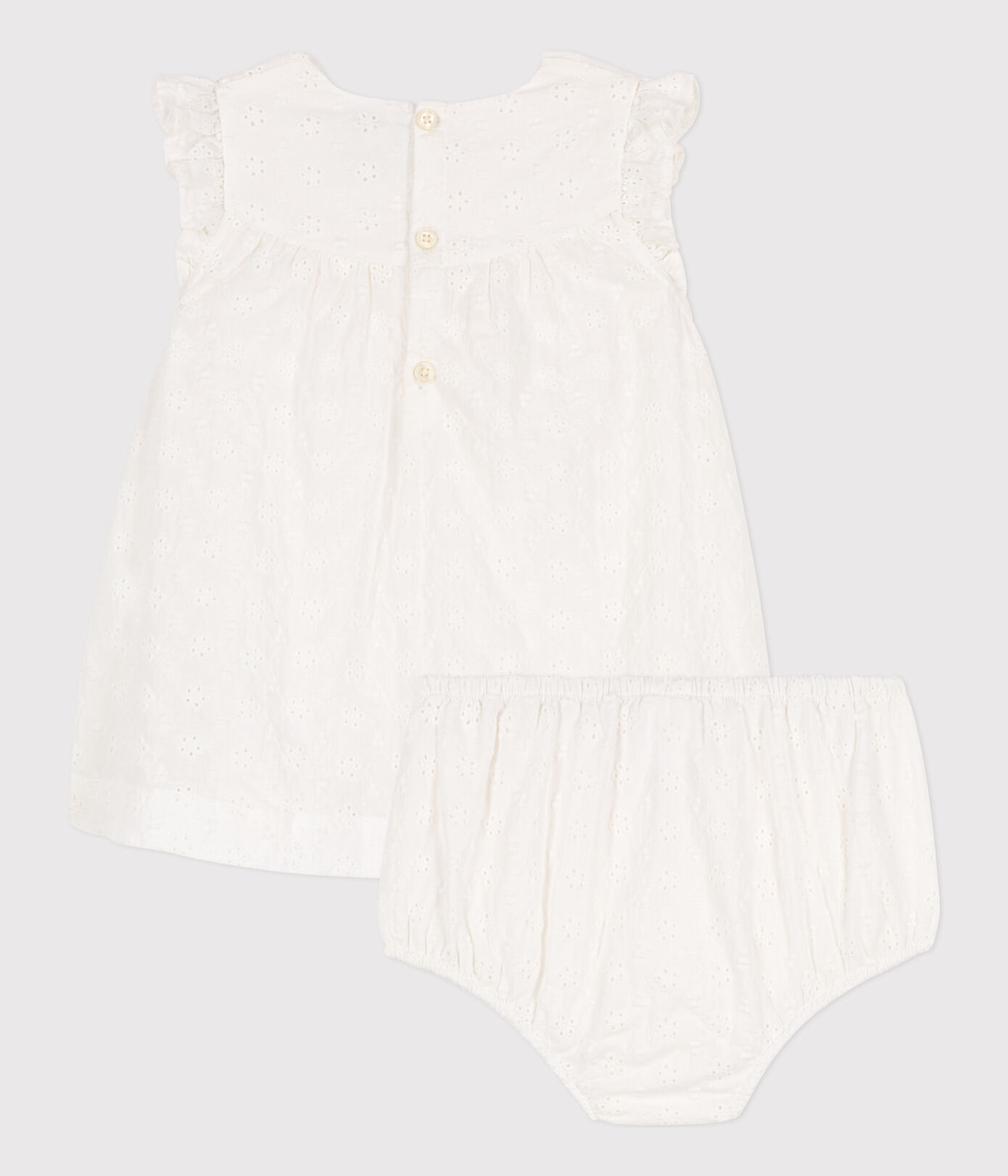 Robe bébé avec bloomer en broderie anglaise
