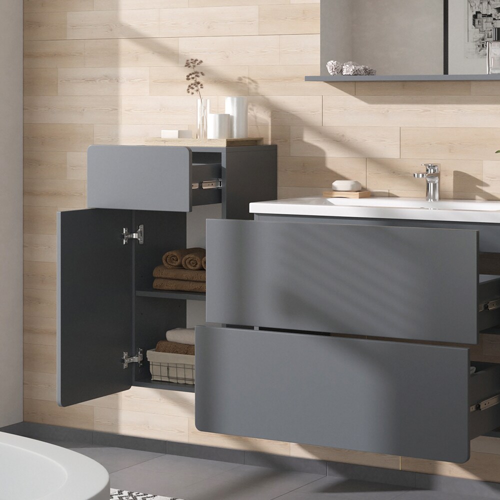 Vicco Midischrank Izan Grau 37 x 77 cm mit Schublade und Tür