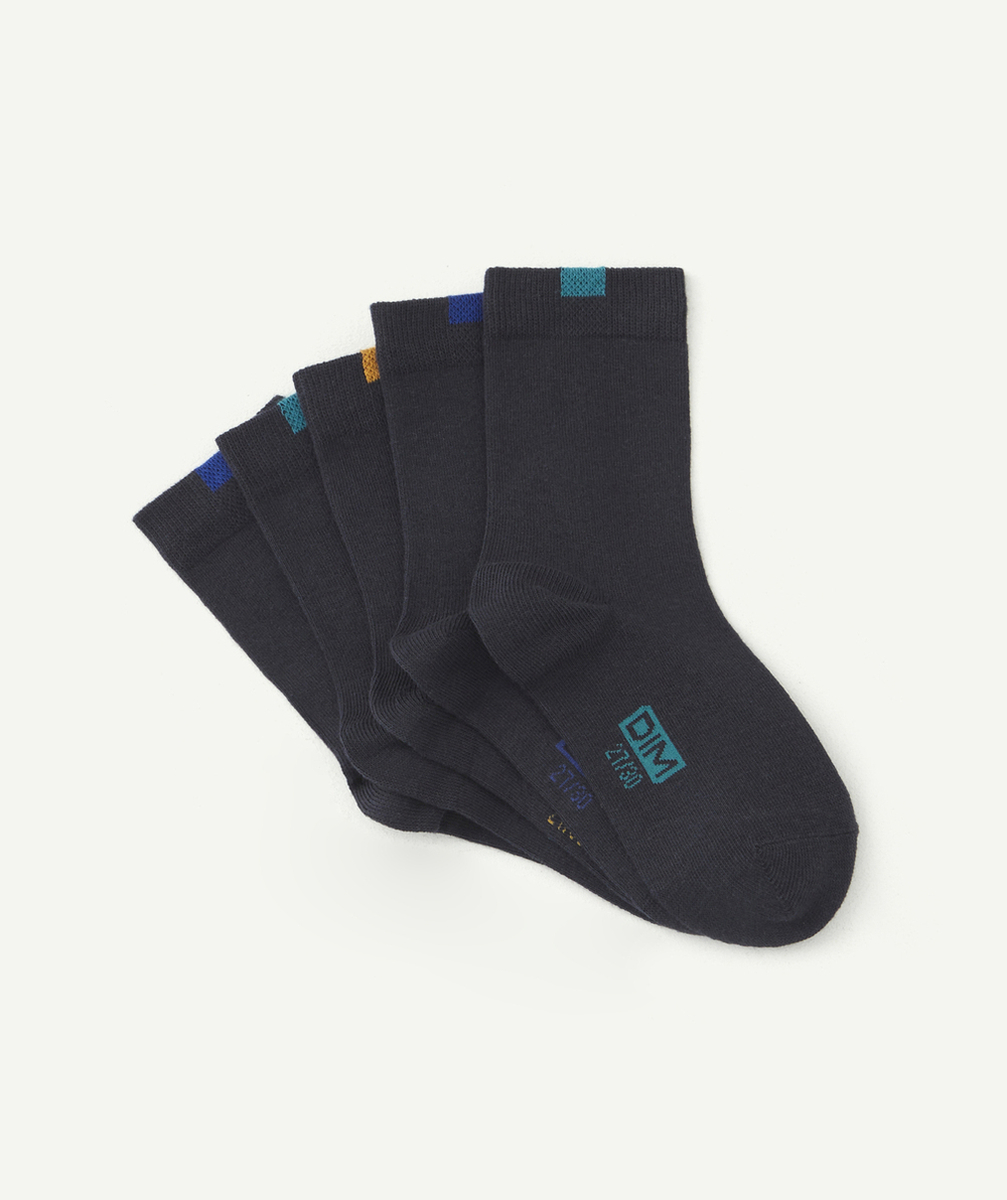 DIMLOT DE 5 PAIRES DE CHAUSSETTES BLEU MARINE