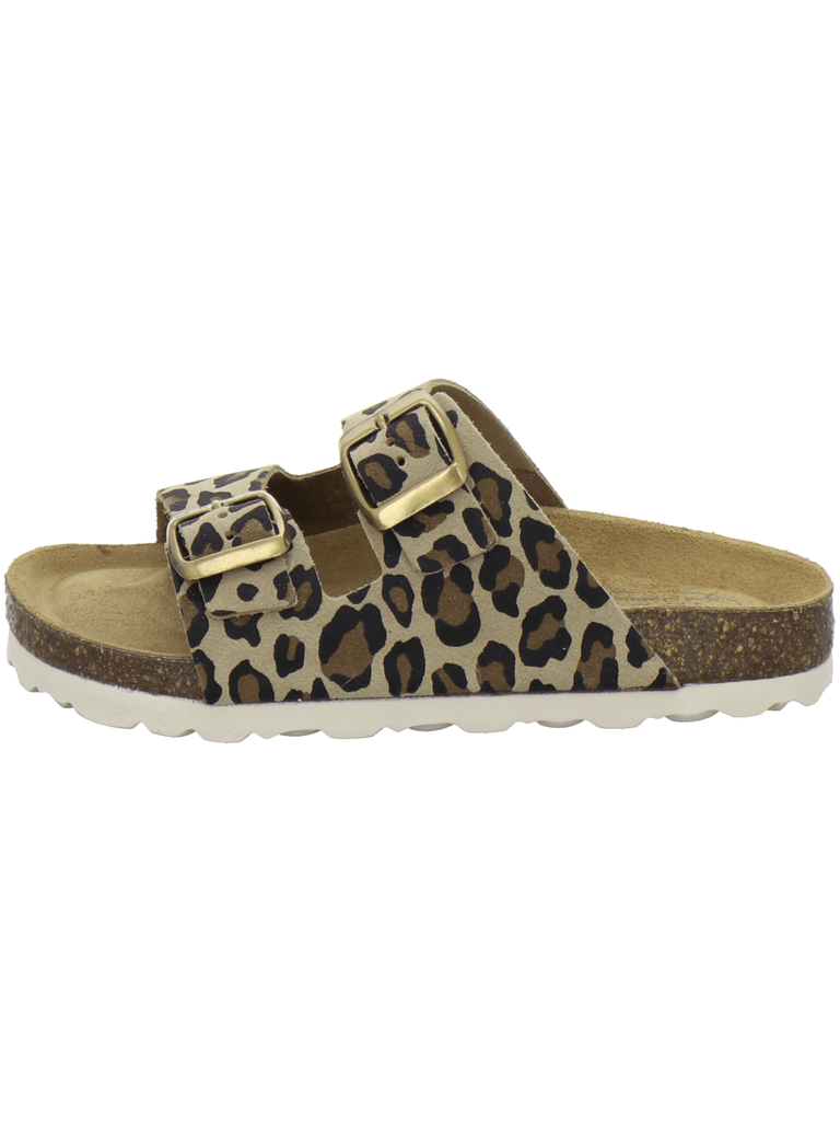 Mädchen Pantoletten Zweischnaller leo-beige