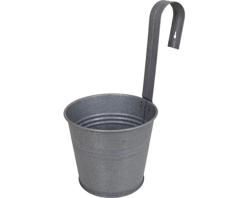 Hangende bloempot, zink, Ø 16,5 cm, H 31 cm, oud zink