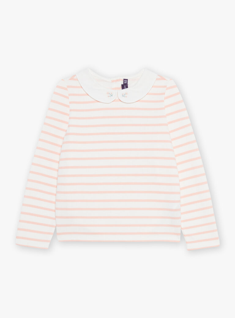 T-shirt à rayures corail et blanc