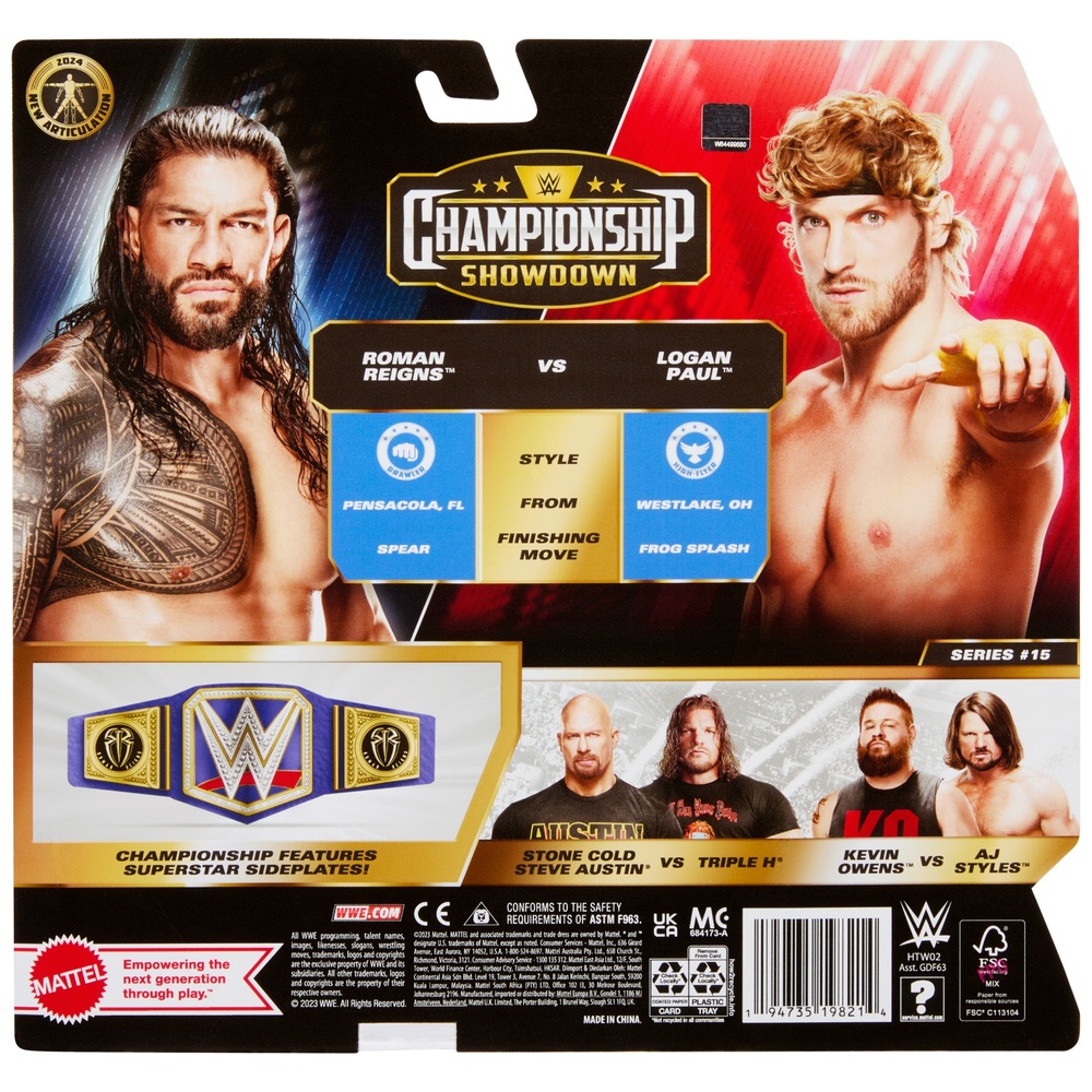 WWE Championship Showdown Roman Reigns vs. Logan Paul Actionfiguren-2er-Pack