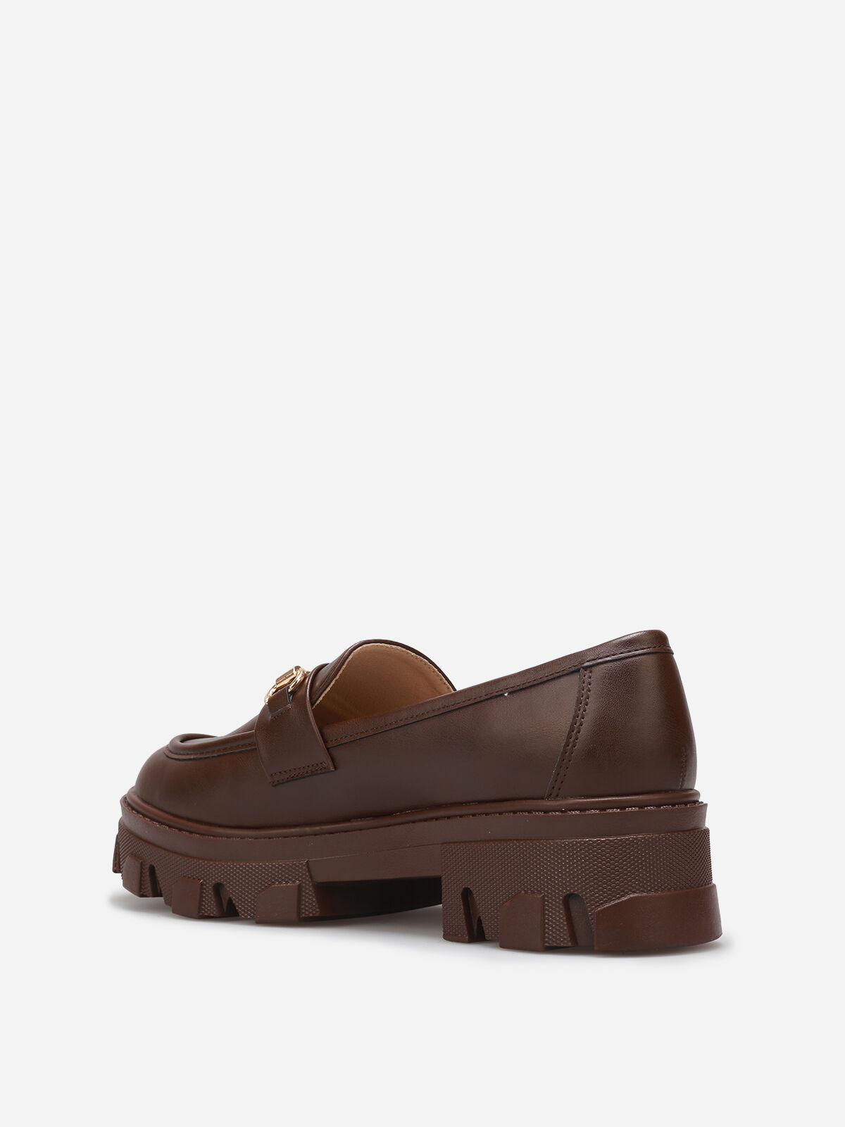 Mocassins crantés à détail métallique- Marron