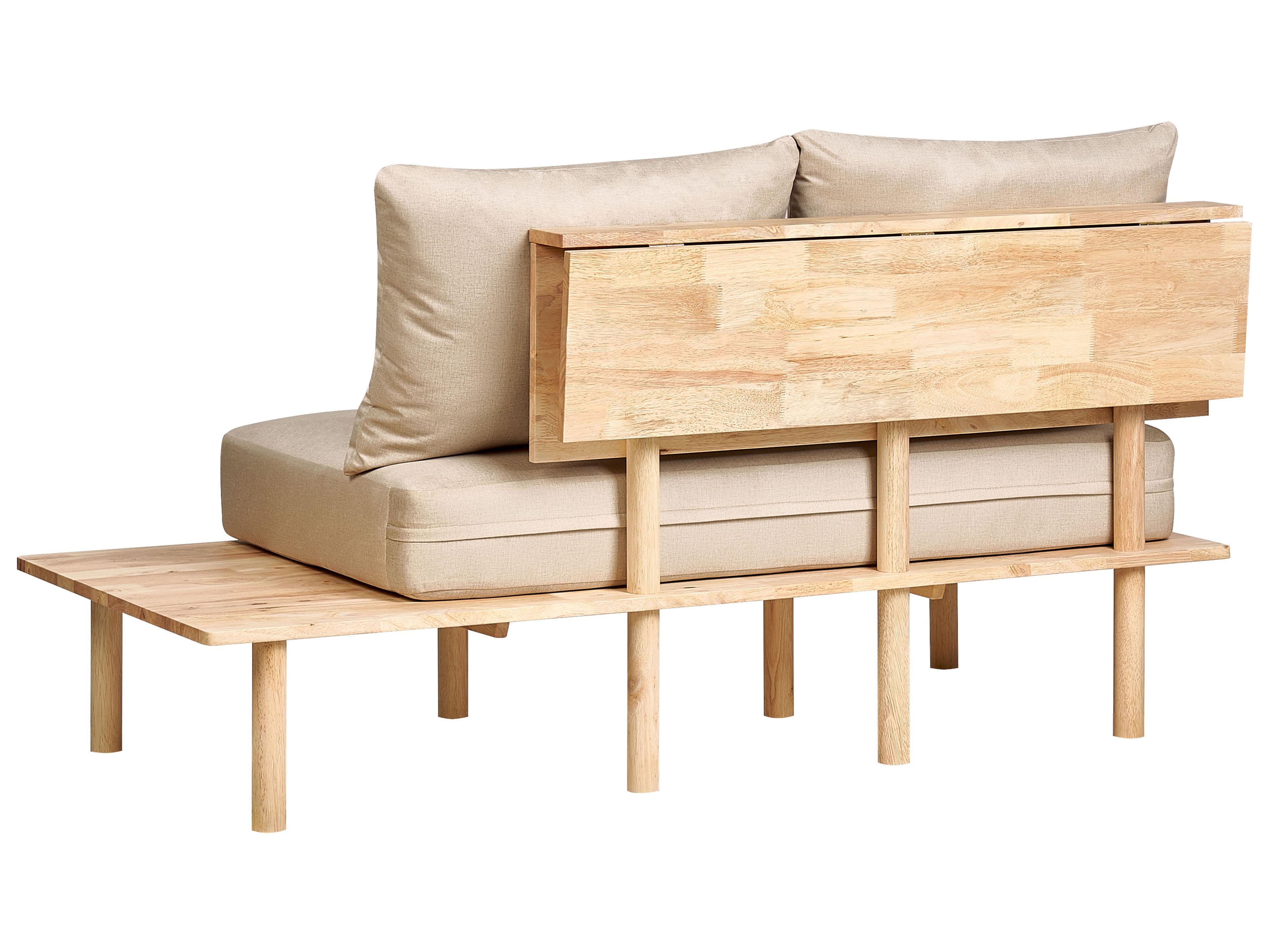 Bank 2-zits SALO Stof Zandbeige met tafels