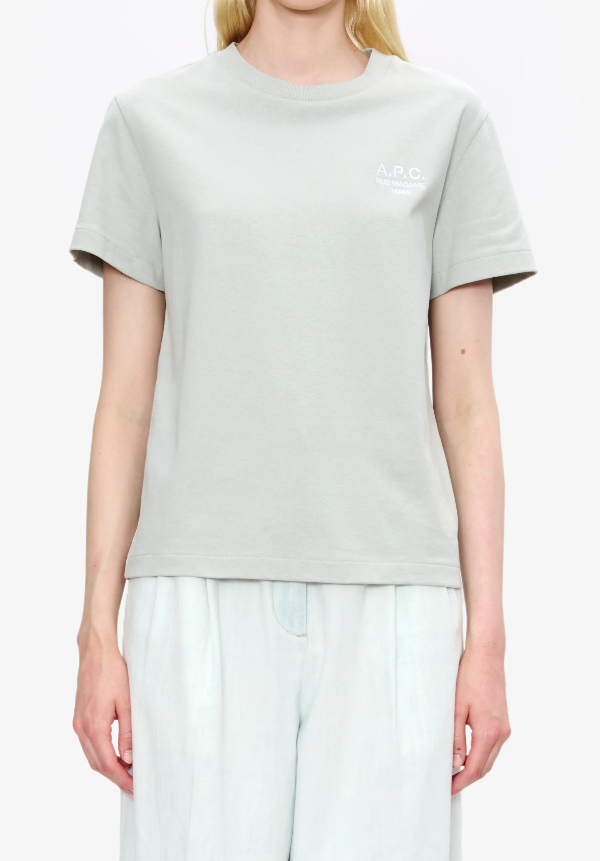 t-shirt standard rue madame GOTS - Bleu gris/blanc