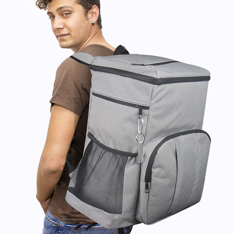 (20L) Picknick Thermo Rucksack Kühltasche Isolierrucksack mit Flaschenöffner - Grau