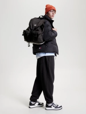 Mochila com aba reciclada e emblema Heritage