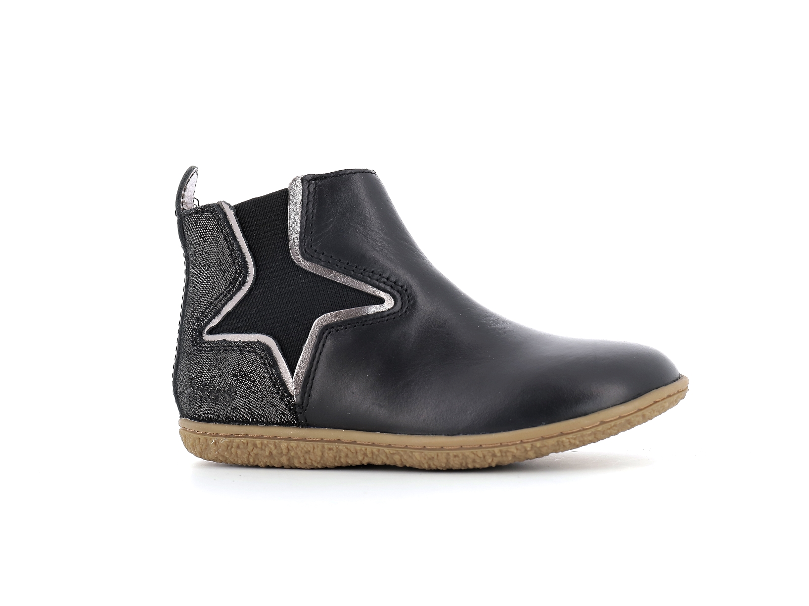 Kickers-VERMILLON 744617 Cuir Noir Argent