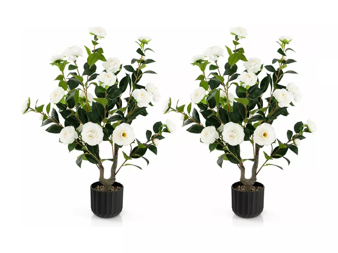 Plante artificielle à fausses fleurs de 95 cm,décoration de magasin bureau maison (blanc)