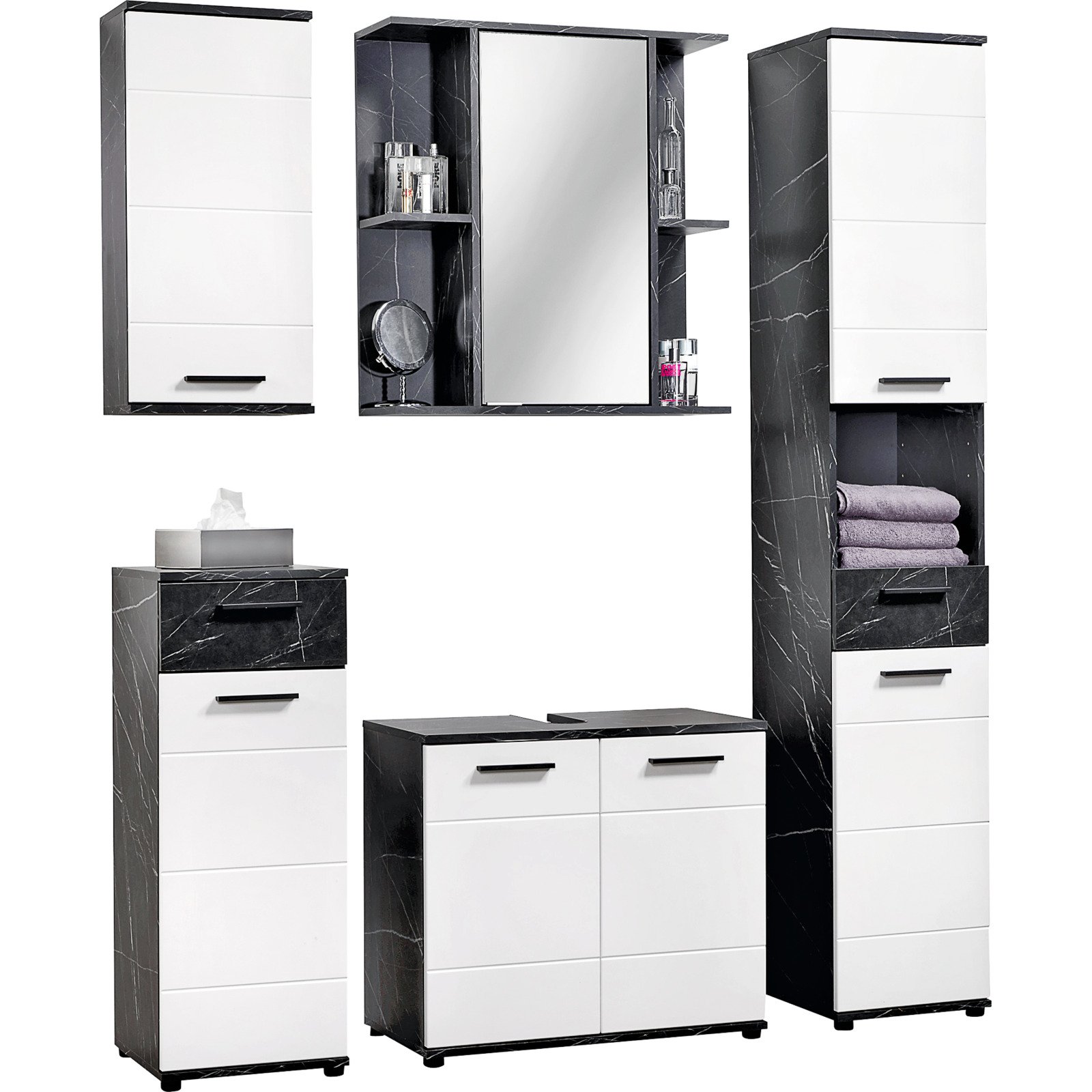 Lavaboy Bergen Marmor-Optik schwarz-weiss 70 x 61 x 35 cm