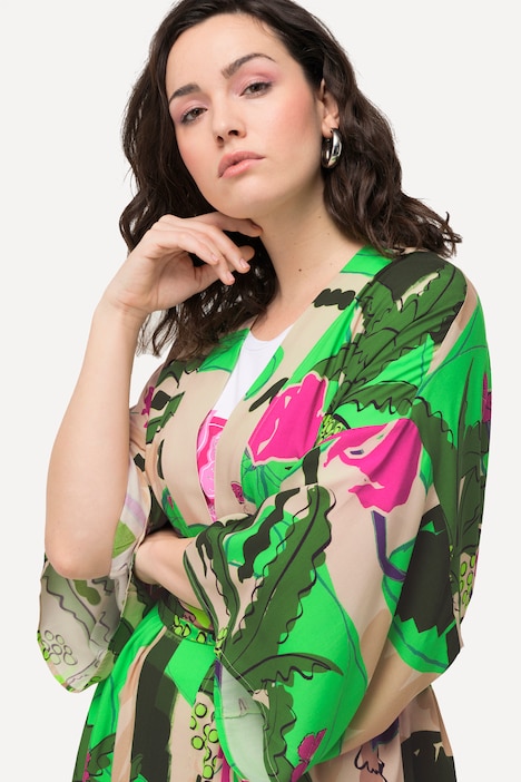 Kimono, Palmen, Bindegürtel, 3/4-Arm