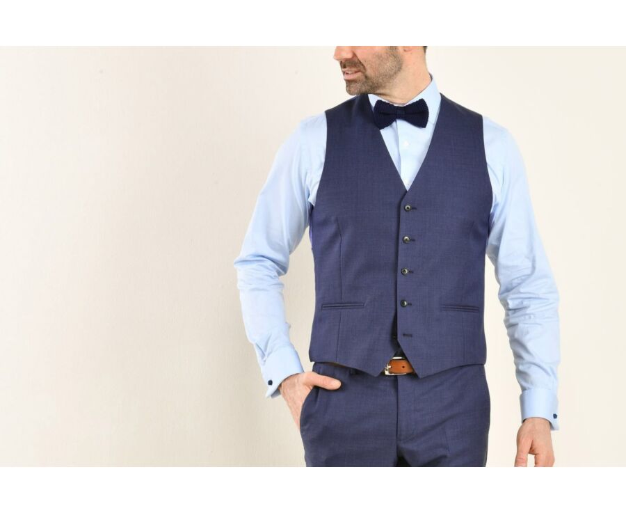 Gilet de costume homme Bleu chiné - LAZARE