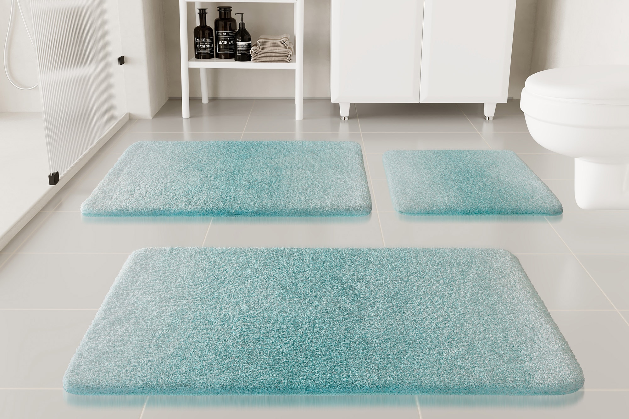 GOODproduct Badematte »Utta« Höhe 25 mm rutschhemmend beschichtet schnell trocknend Badteppich, getuftet, mit modernem Farbverlauf, flauschig, hochflor