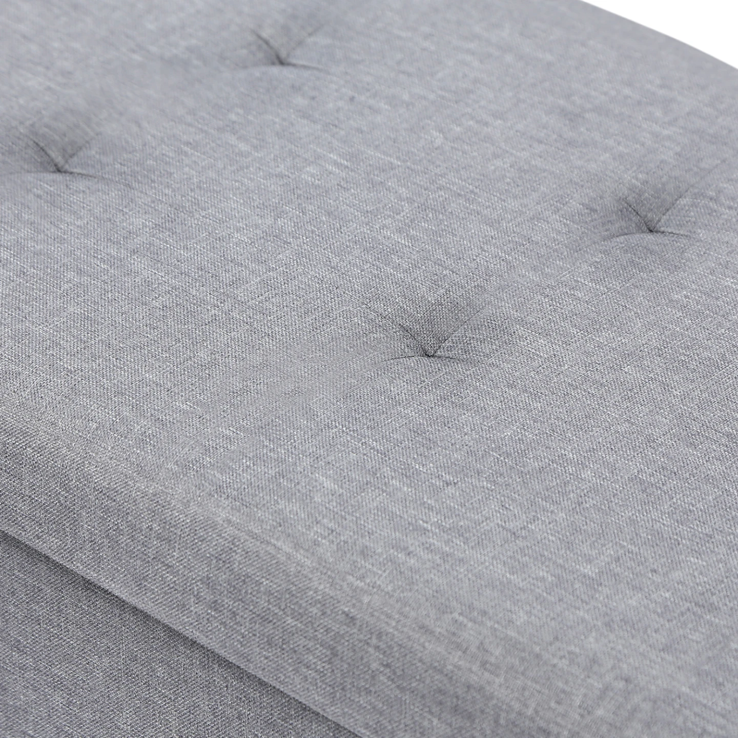 Banc coffre rangement sur pied 100 cm tissu gris clair