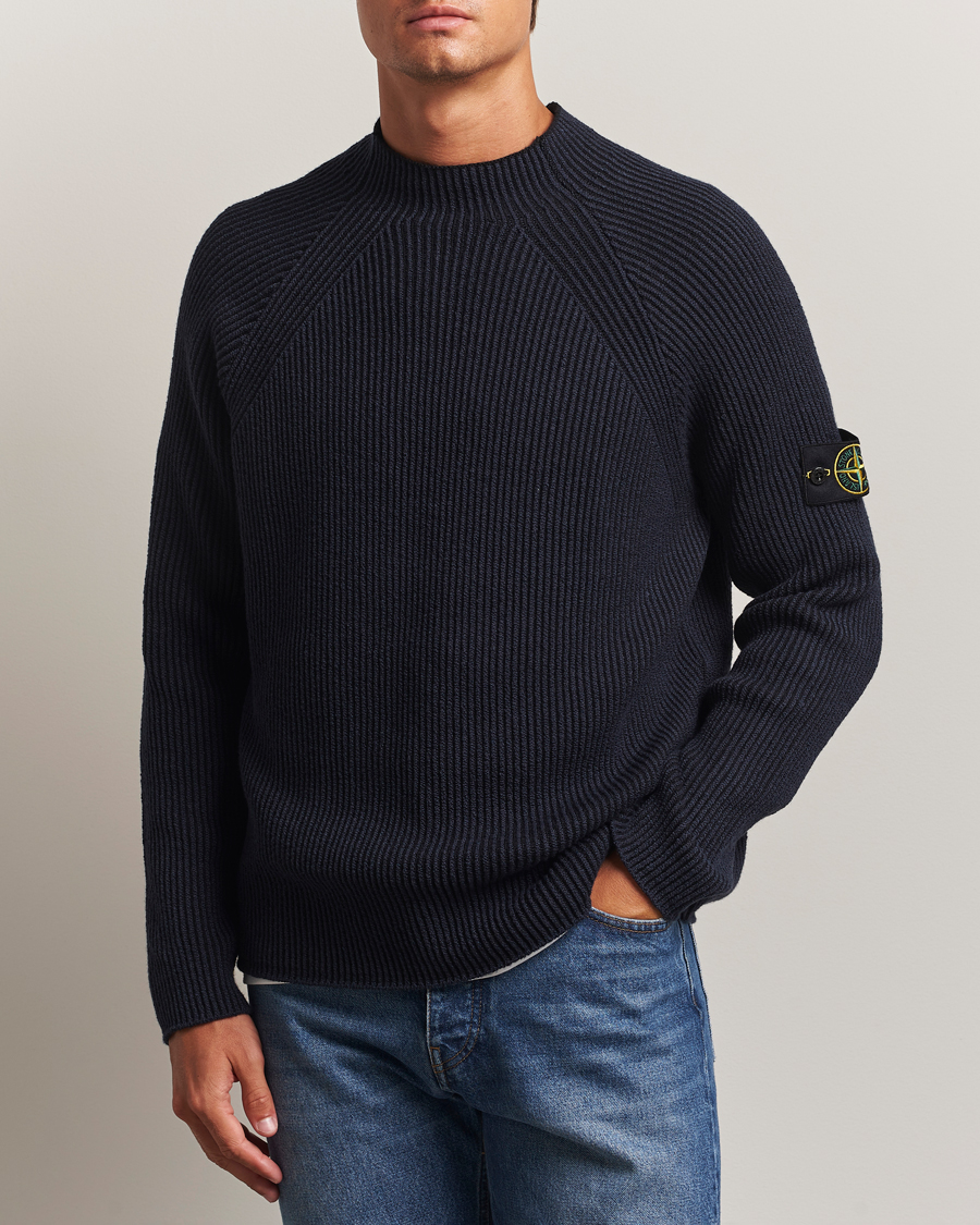 Stone Island Vanisé Full Rib Wool Crew Neck Navy