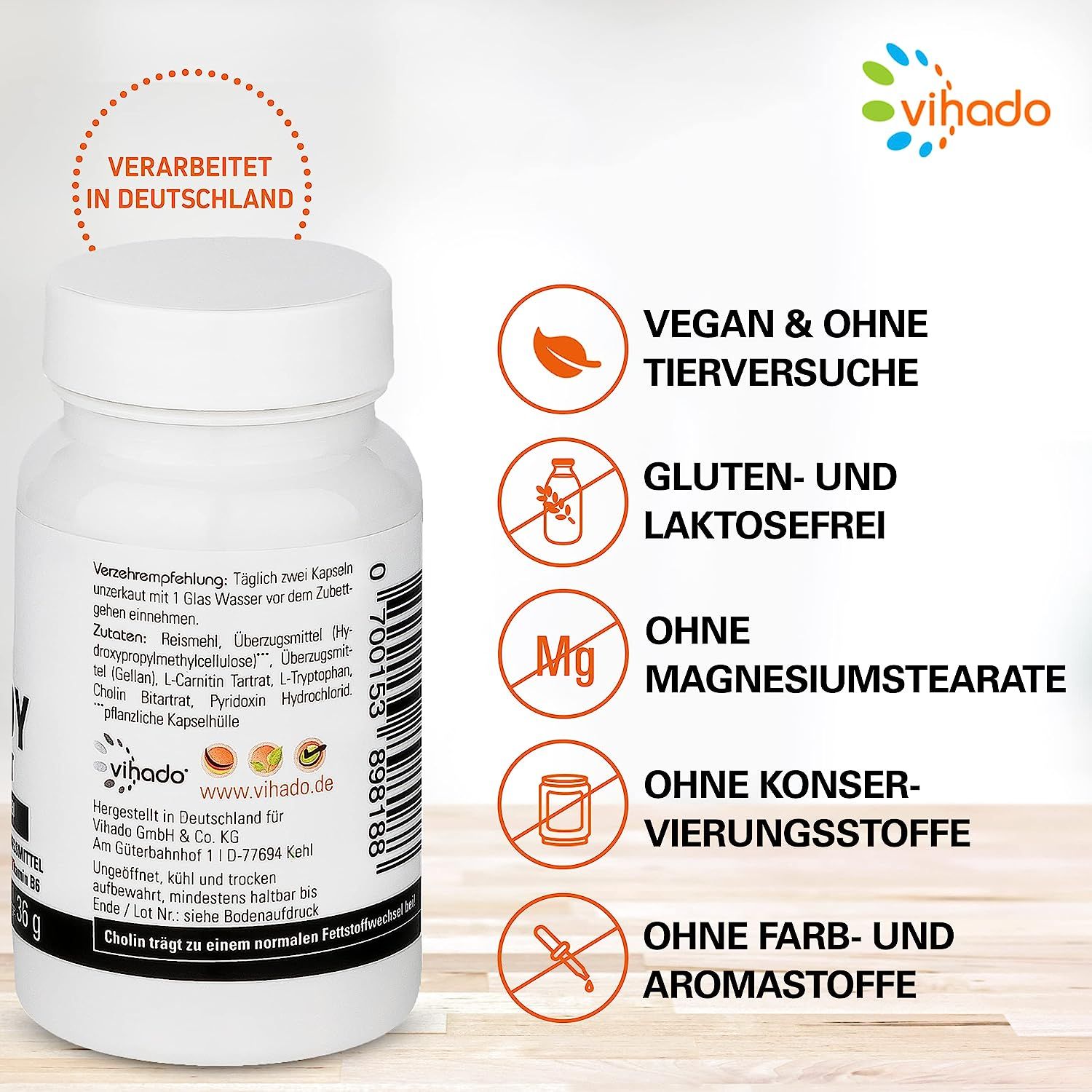Vihado F-BDY Night – Kapseln für einen normalen Stoffwechsel – koffeinfrei für die Nacht