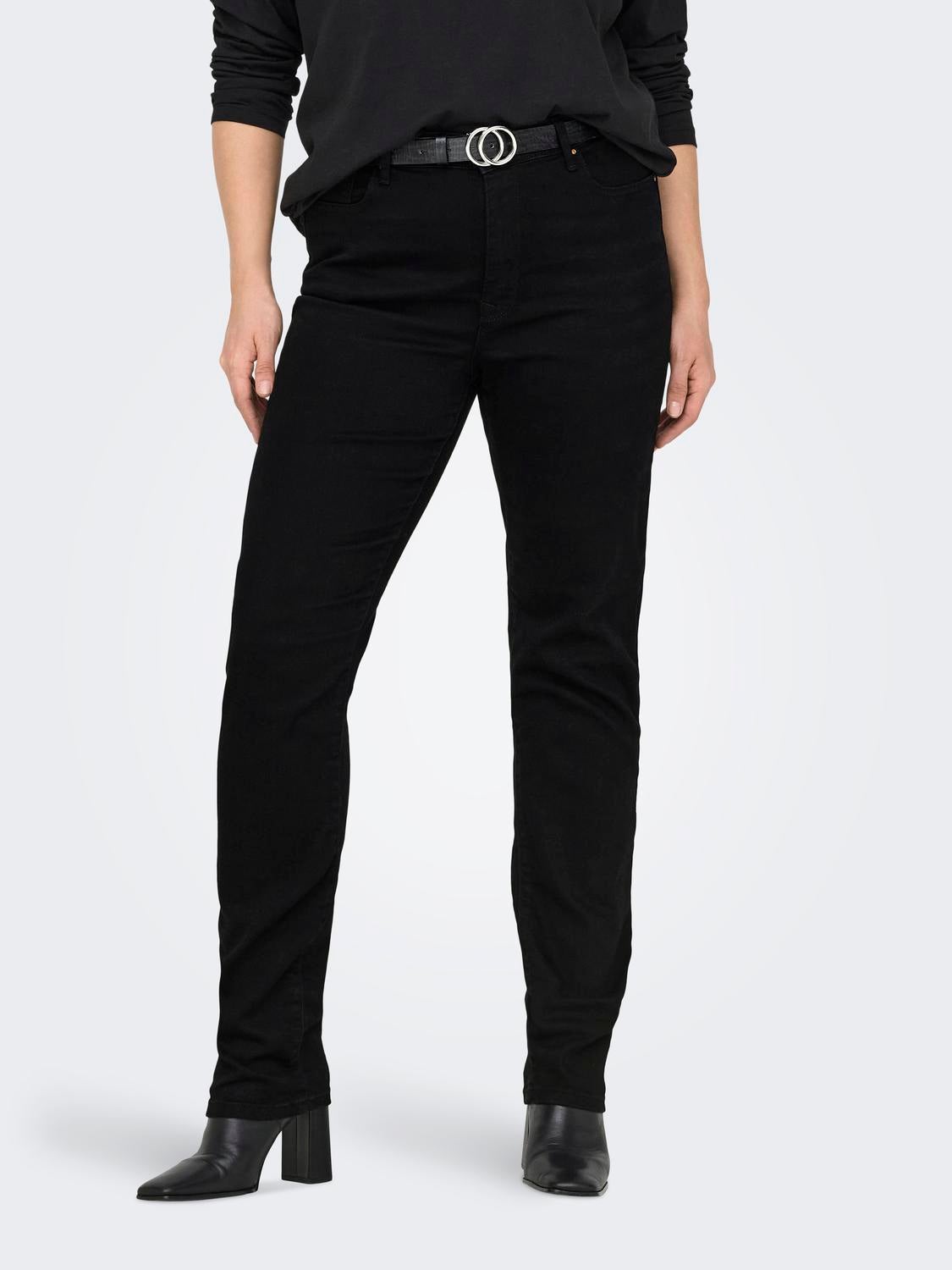 CARSUI Mittlere Taille Slim Fit Jeans Washed Black
