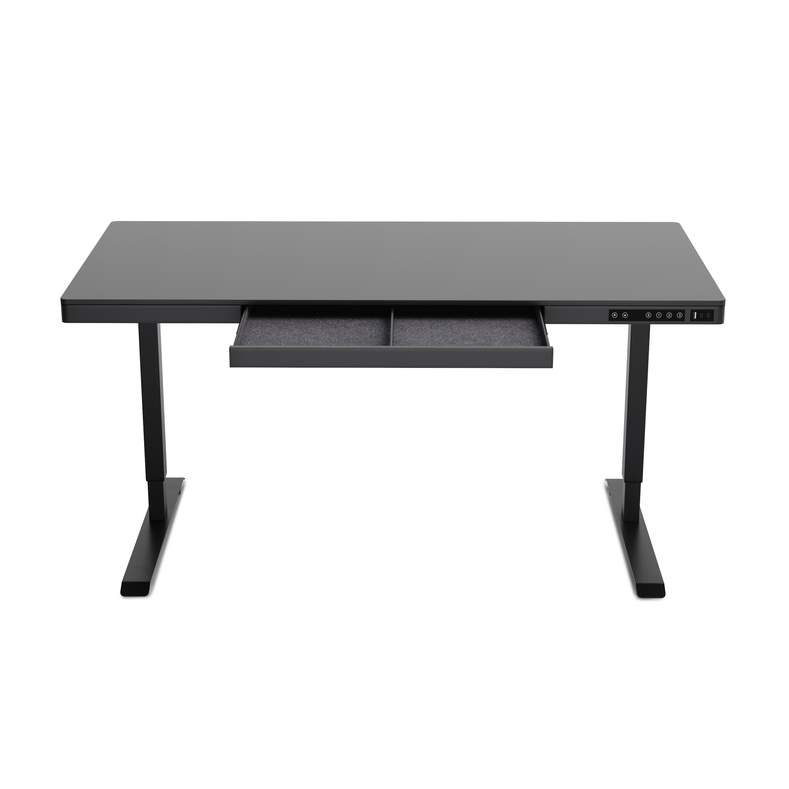 Stehpult elektrisch mit Schublade schwarz 140 x 70 cm
