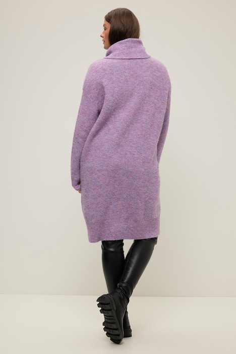 Strick-Minikleid, oversized, Rollkragen, Langarm
