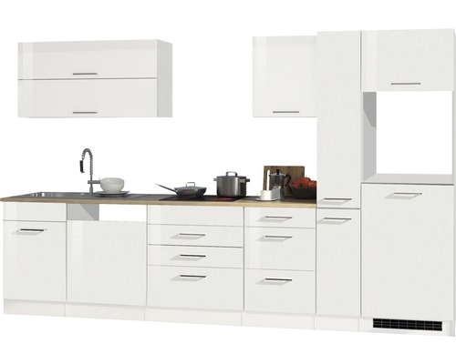 Held Furniture keukenblok zonder apparatuur Milan 330 cm wit hoogglans gedemonteerd omkeerbaar variant 621.1.6210