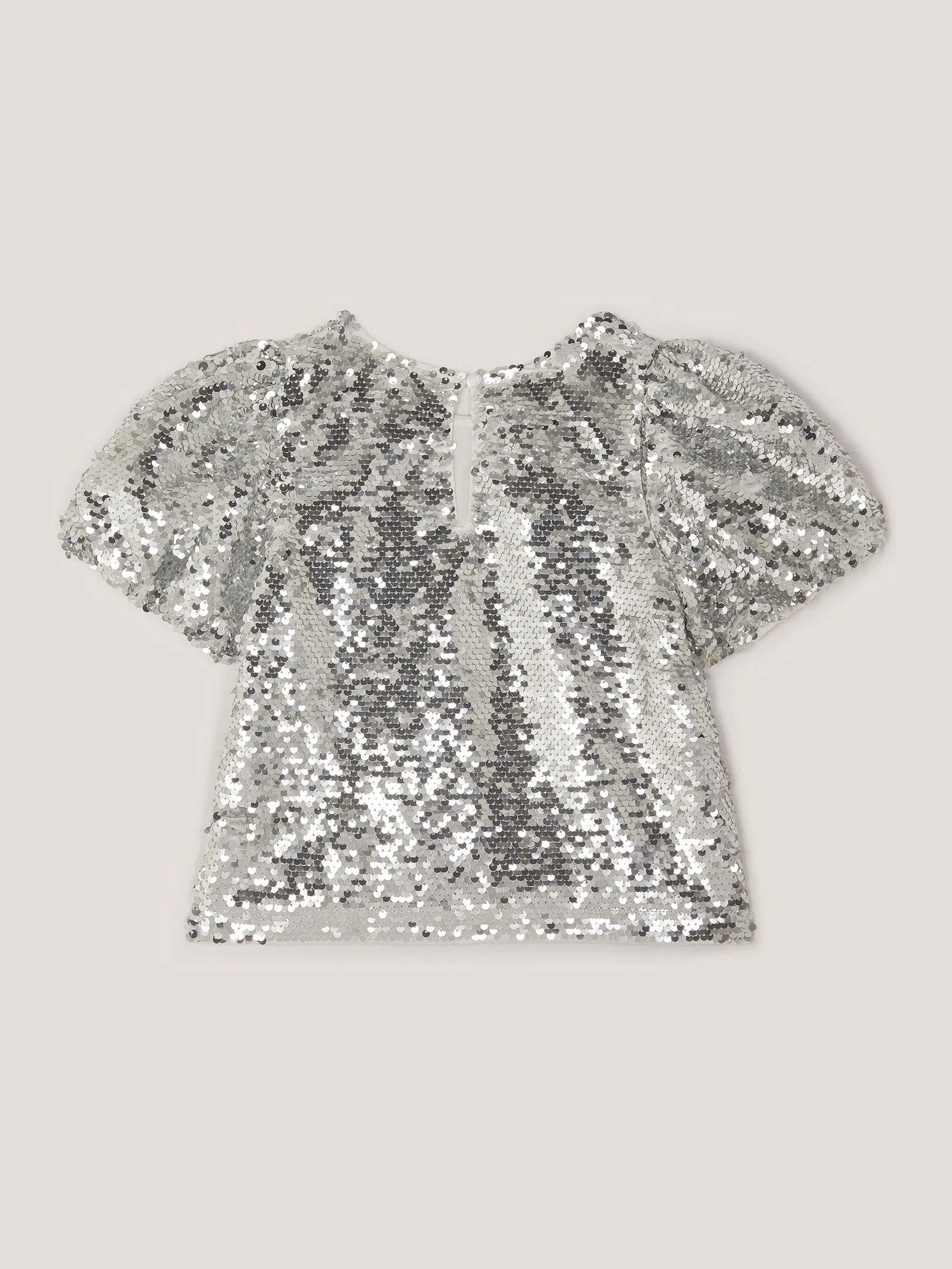 Monsoon Sequin Puff Sleeve Top