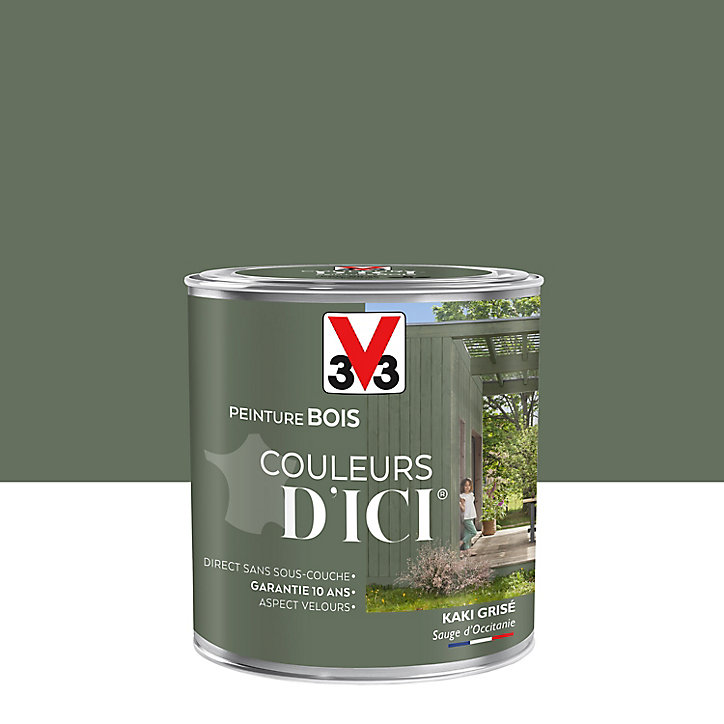 Peinture extérieure bois Couleurs d'ici kaki grisé Velours V33 0,5L