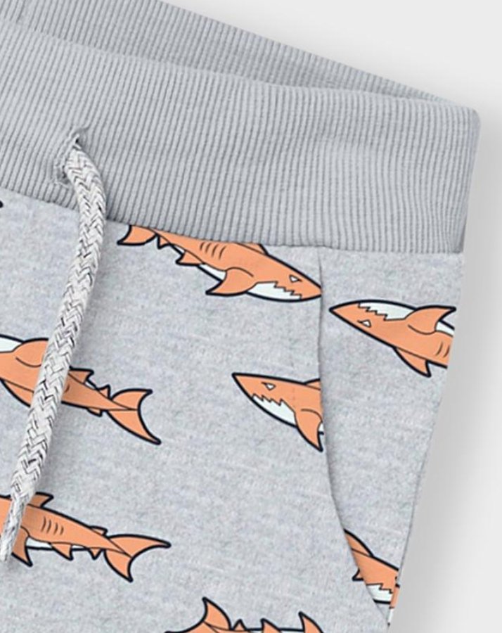 Sweat-Shorts NMMVERMO SHARKS in light grey melange