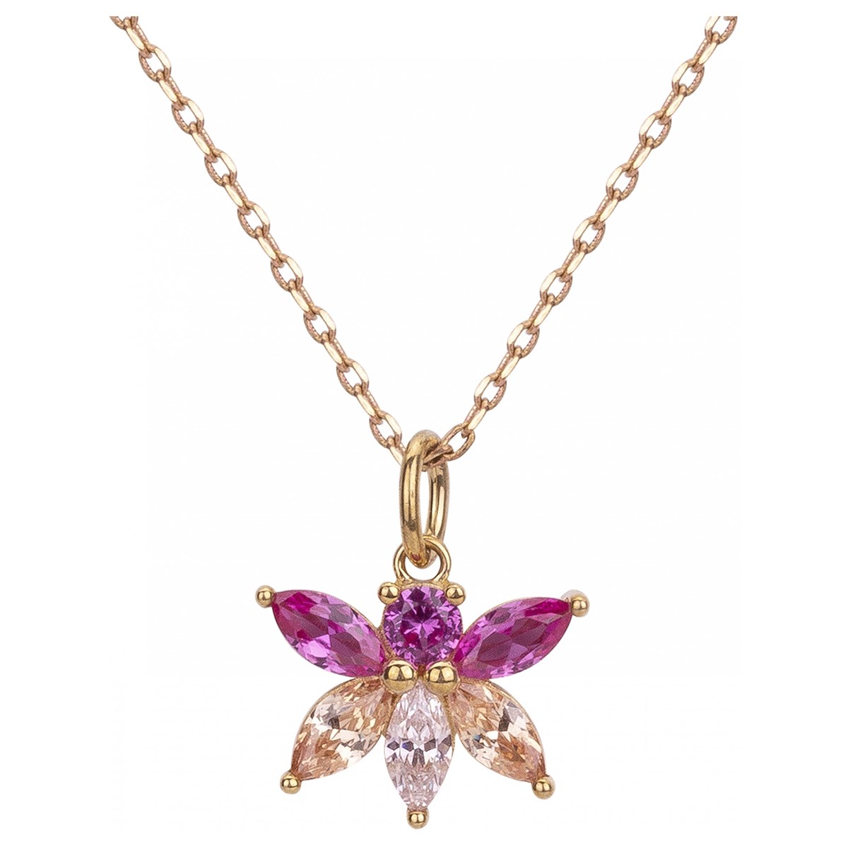 Collier mono-motif en Plaqué Or avec oxyde de zirconium multicolore