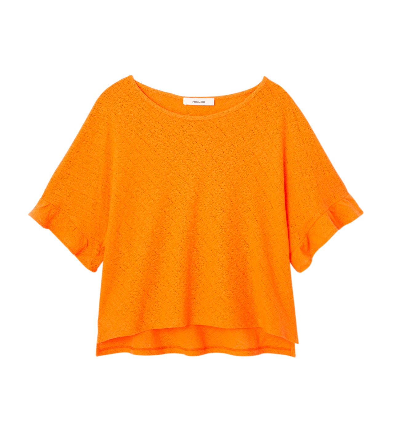 T-shirt ajouré effet pointelle - Orange