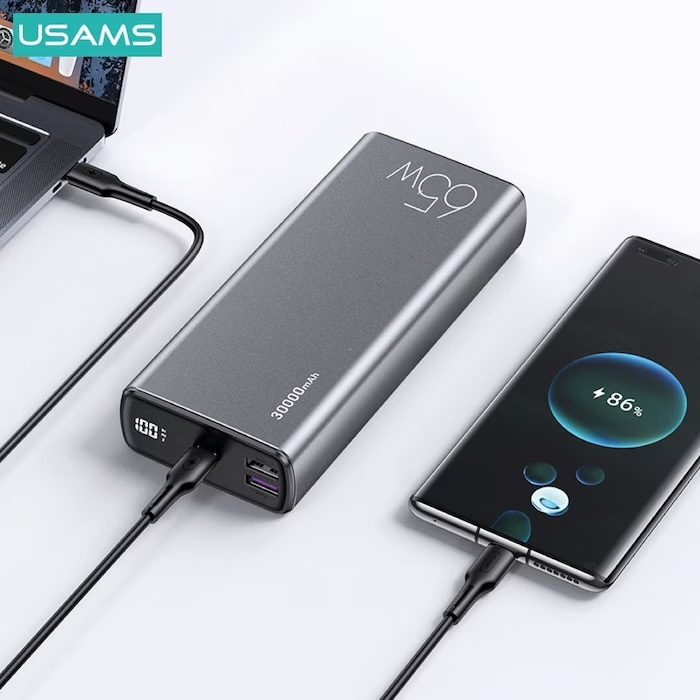 (65W) PB59 Super Mac Series 30000mAh Dual USB A / USB C Powerbank Power Delivery Ladegerät (US-CD165) - Grau