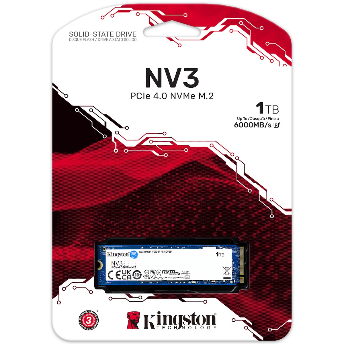 Kingston NV3 M.2 NVMe Gen 4 intern SSD (1TB)