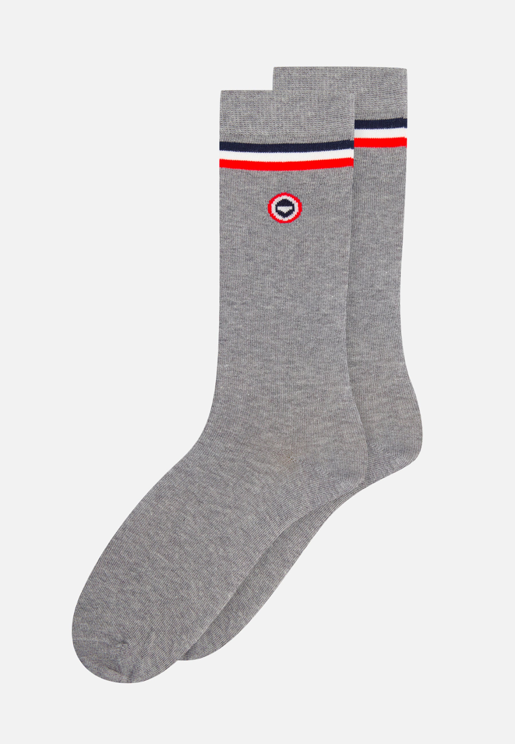 Chaussettes mi-hautes en coton-Lucas Drapeau Gris Chiné