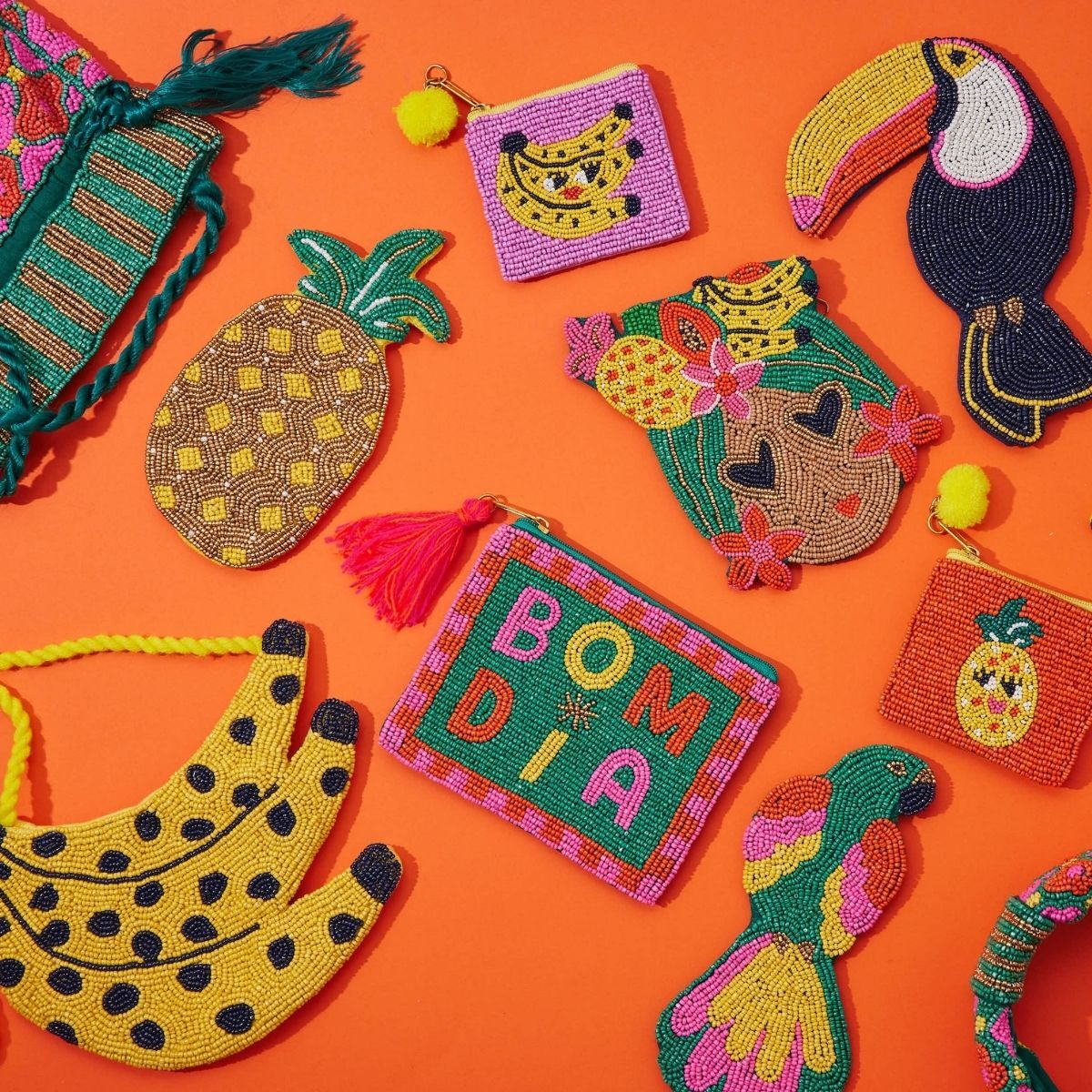 Petit porte-monnaie en perles bananes - Copacabana party ! Pondie Chérie