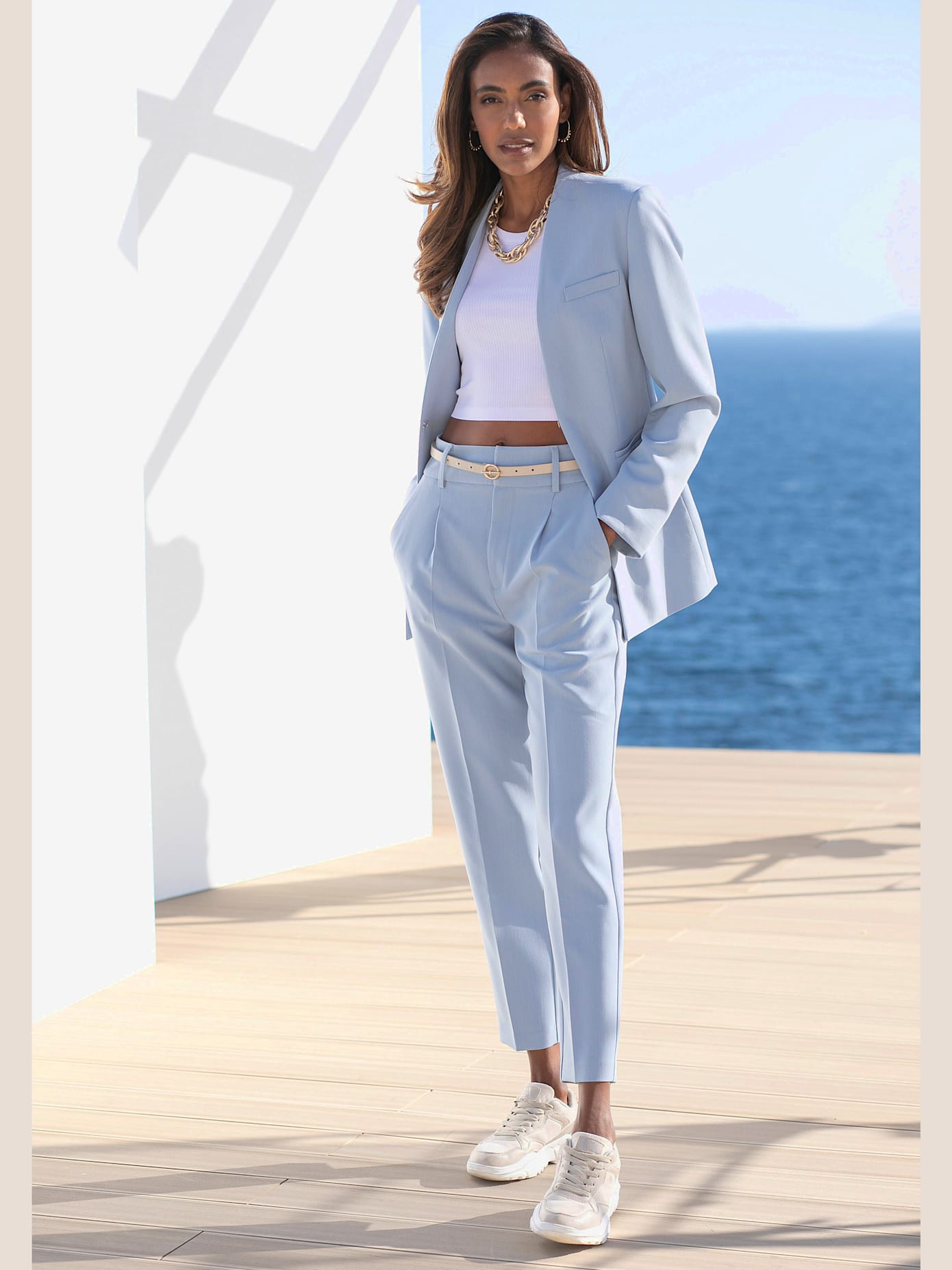 Blazer long tendance sans revers