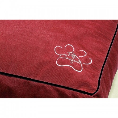 Cama impermeável Comfort Pet com estampa floral vermelha para cães.