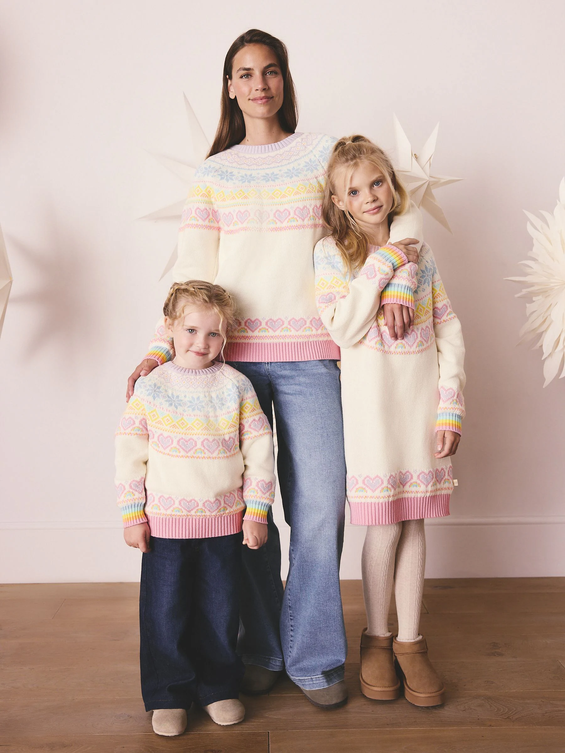 Wit - Little Bird by Jools Oliver Heldere Fairisle Gebreide Familie Kerstmis Trui voor Kinderen