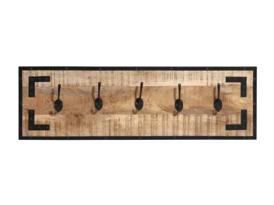Porte-manteaux 2 pcs 80x8x25 cm bois de manguier massif brut