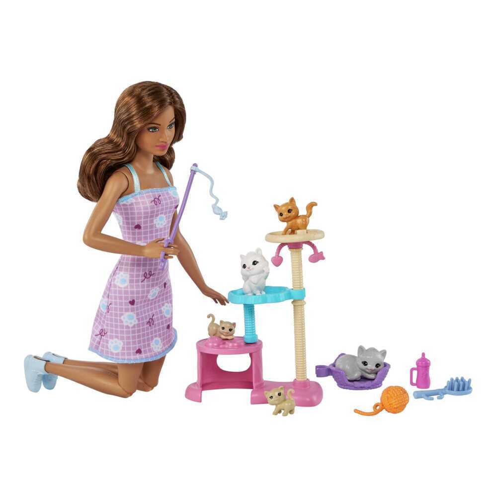 Barbie-Puppe und Kätzchen Kratzbaum Spielset