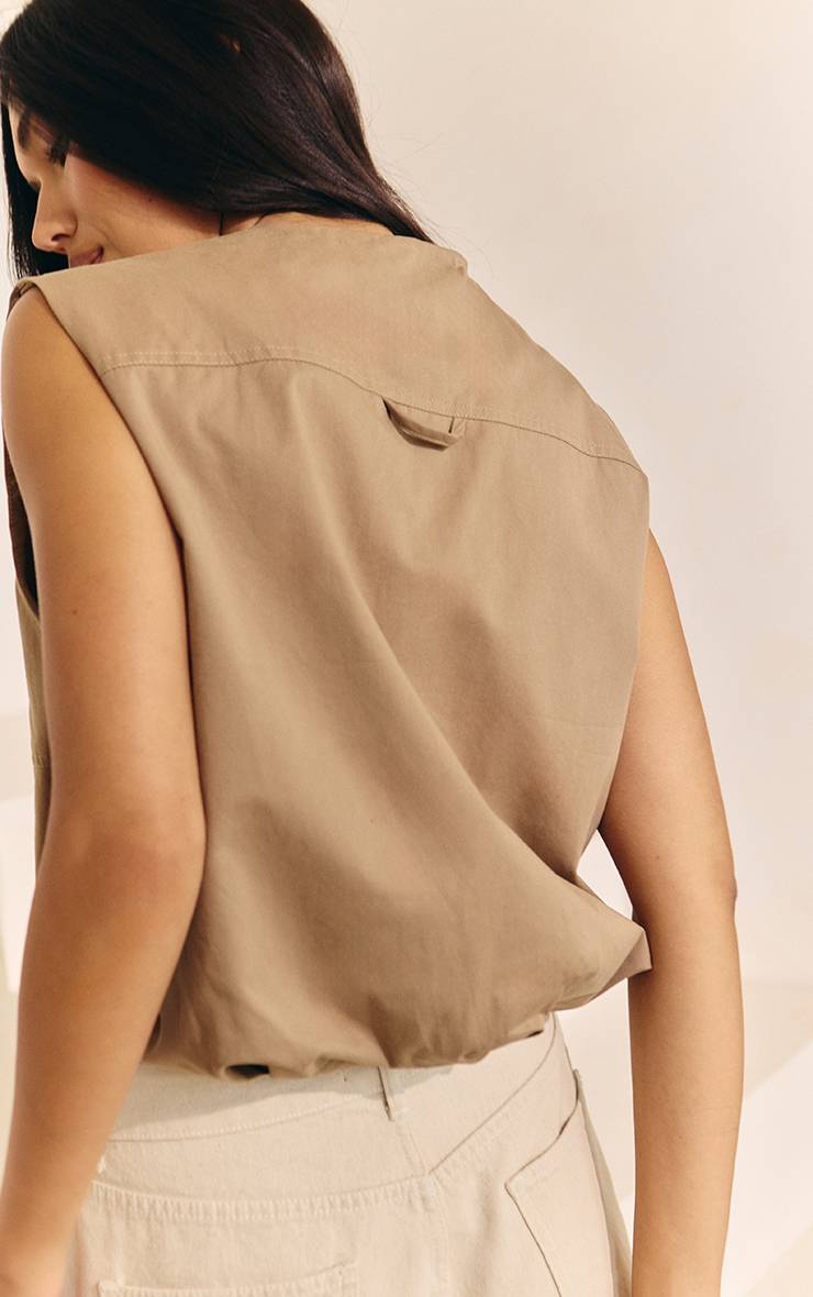 Beige Gilet Utilitaire Zippé