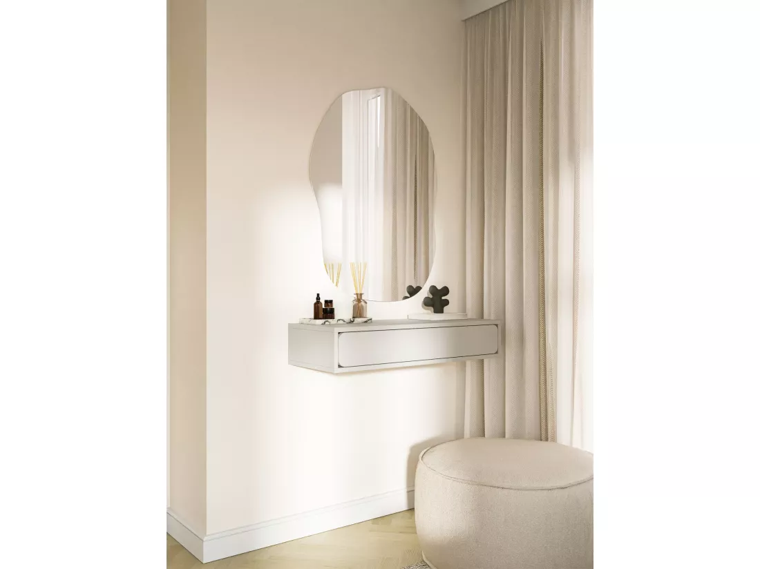 Console - 90 cm - avec tiroir - suspendu - grège - WUWU