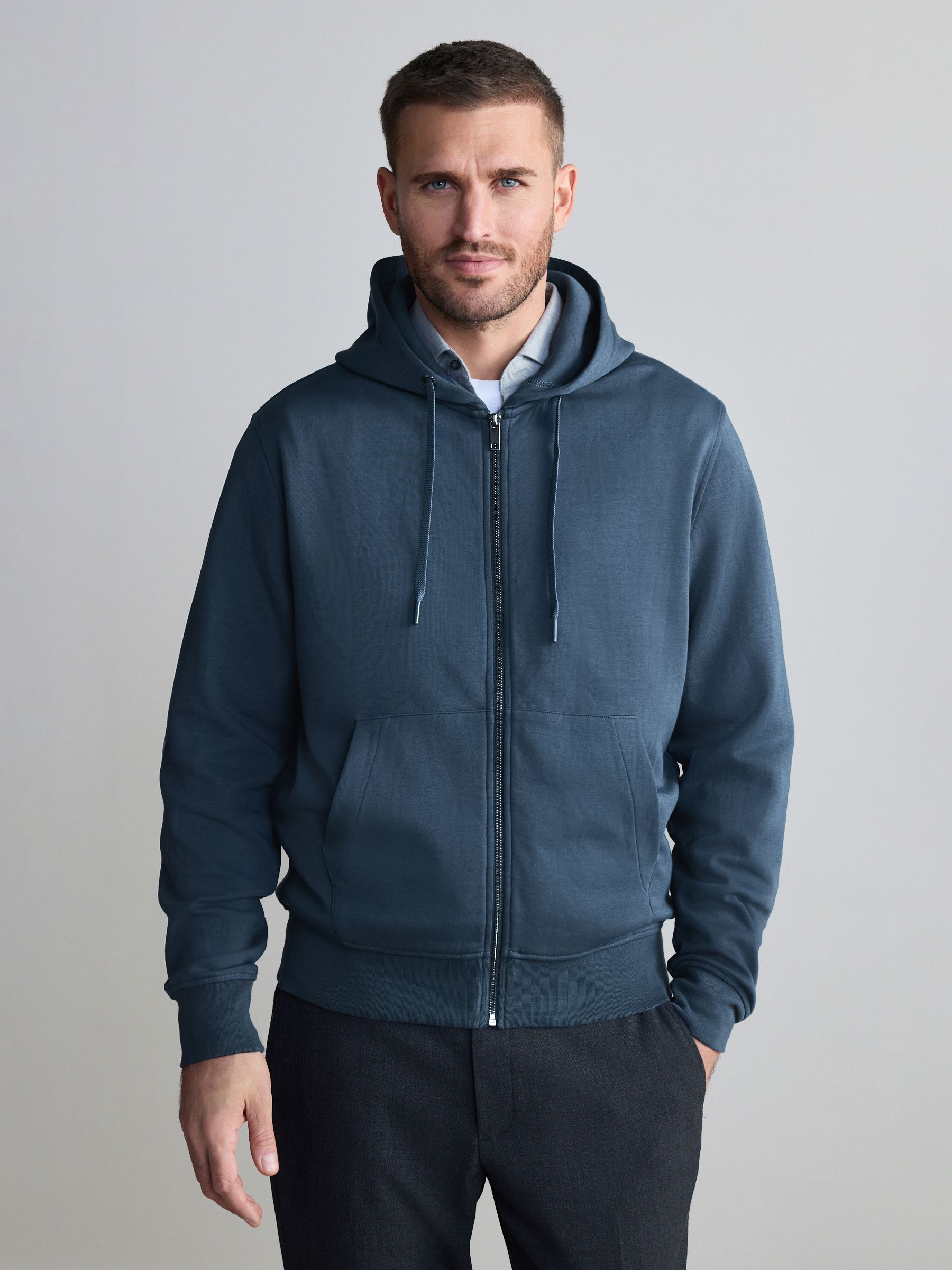 Blauw - Signature Soft Touch Modal Full Zip Hoodie